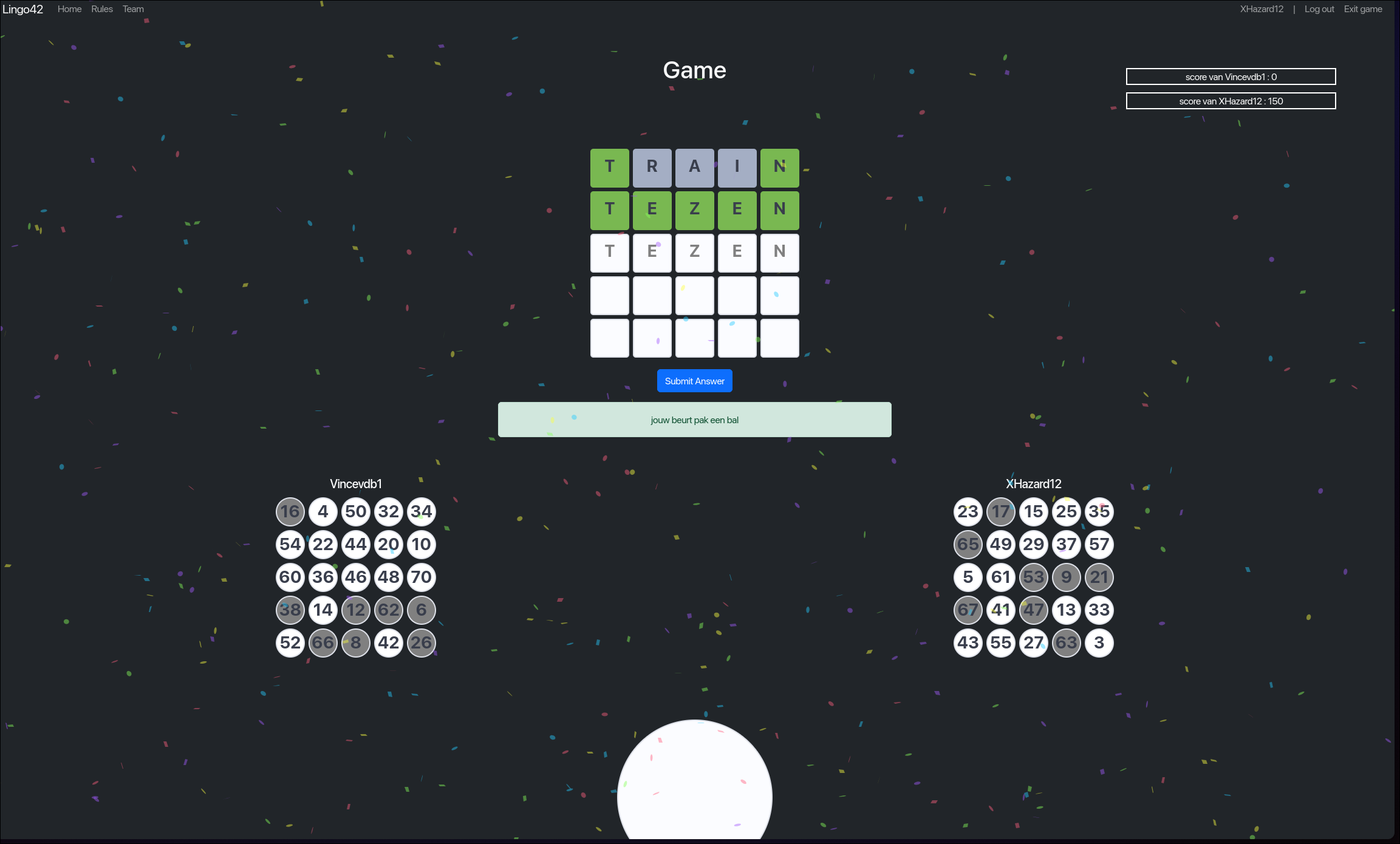 Correct word guess animation